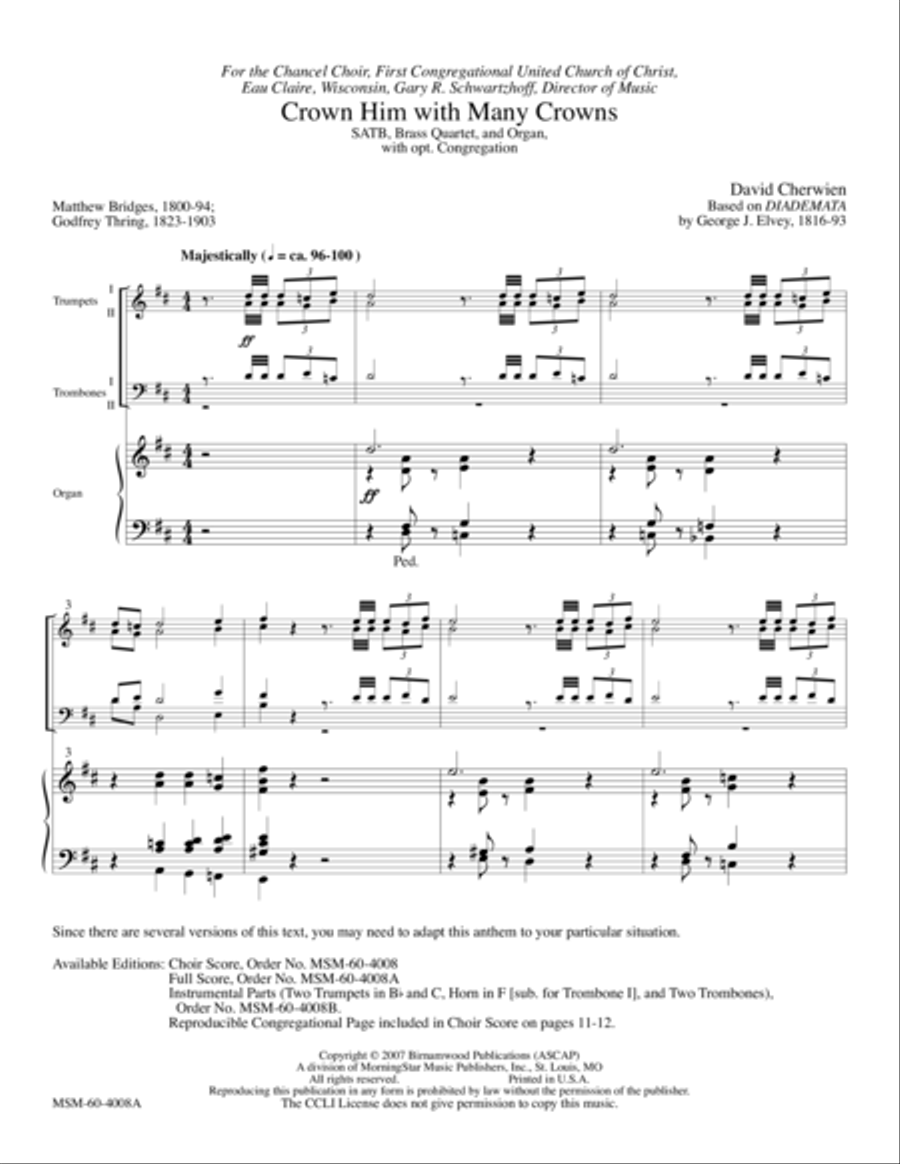 Crown Him with Many Crowns Choir scores gallery preview page 1