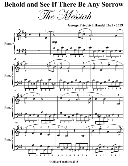 Behold and See If There Be Any Sorrow Messiah Easy Piano Sheet Music