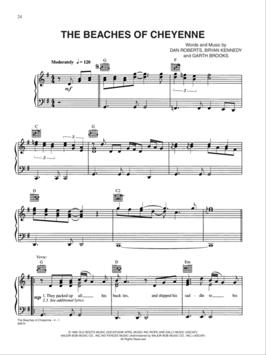 Beaches of Cheyenne Piano, Vocal, Guitar scores gallery preview page 1