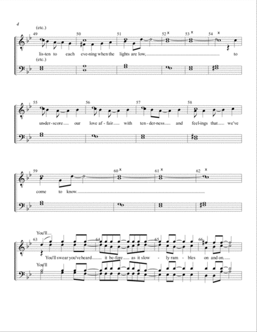 An Old Fashioned Love Song TTBB scores gallery preview page 4