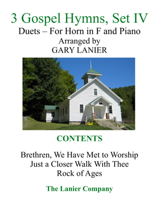 Book cover for Gary Lanier: 3 GOSPEL HYMNS, Set IV (Duets for Horn in F & Piano)