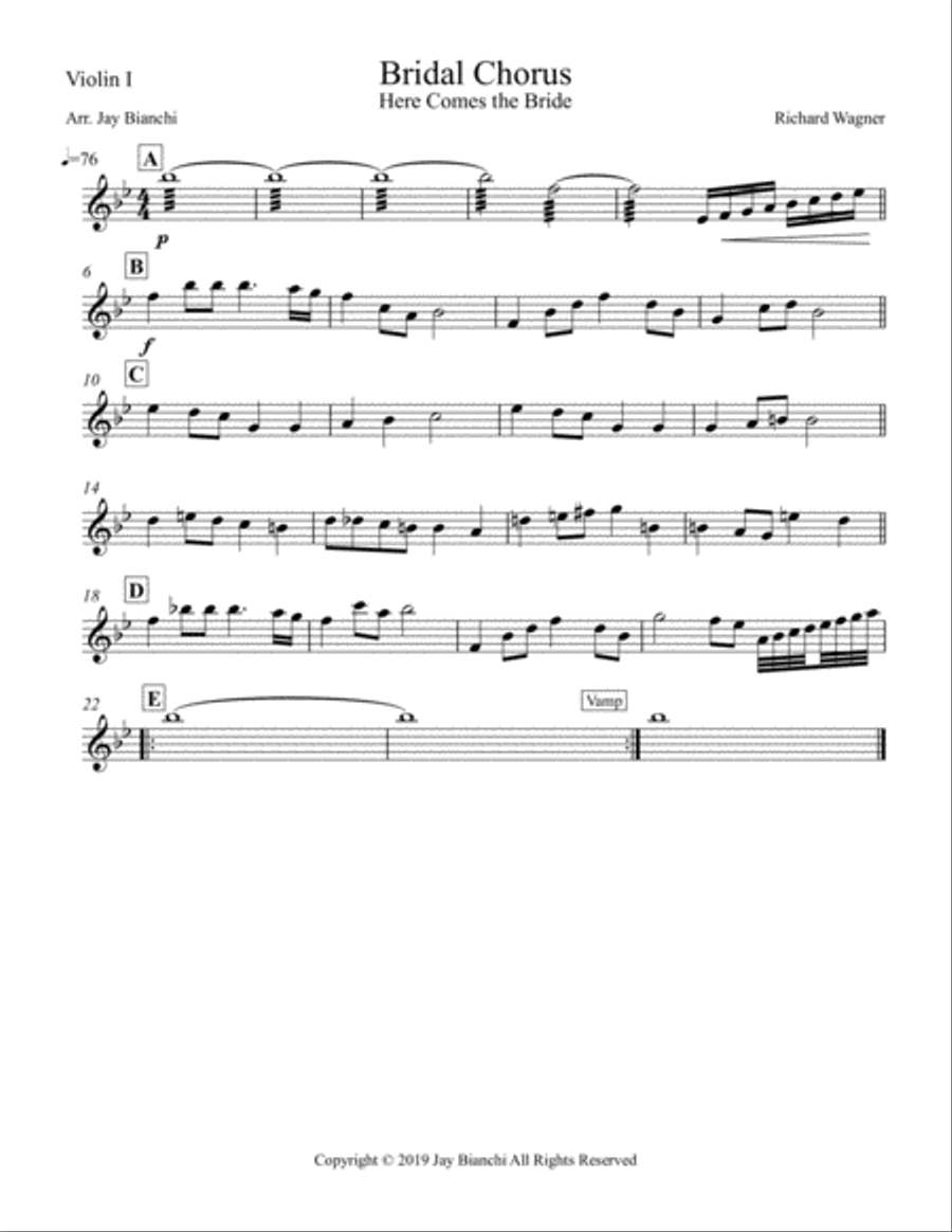 Here Comes the Bride - Bridal Chorus for String Quartet String Quartet scores gallery preview page 3