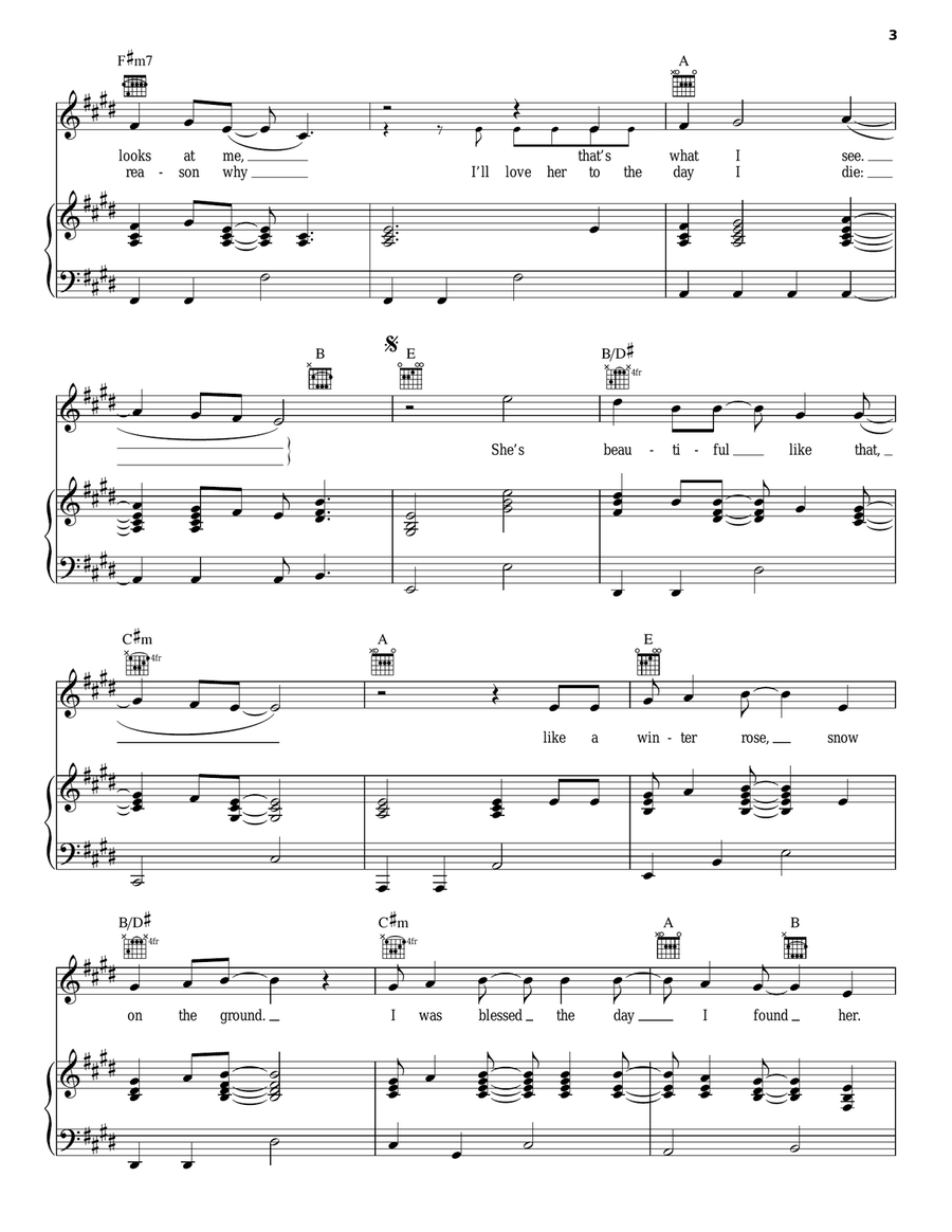 She's Beautiful Piano, Vocal, Guitar scores gallery preview page 3