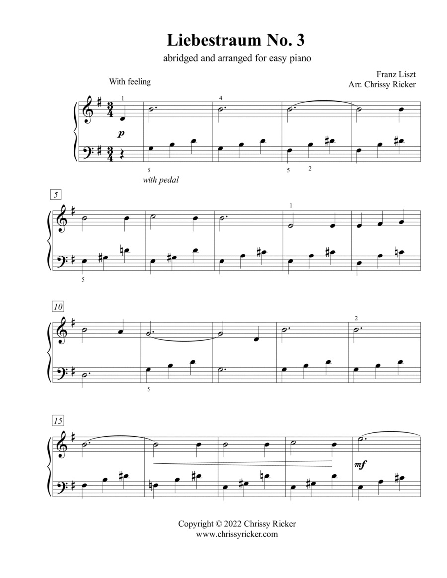 Liebestraum No. 3 - easy piano Piano Method scores gallery preview page 1