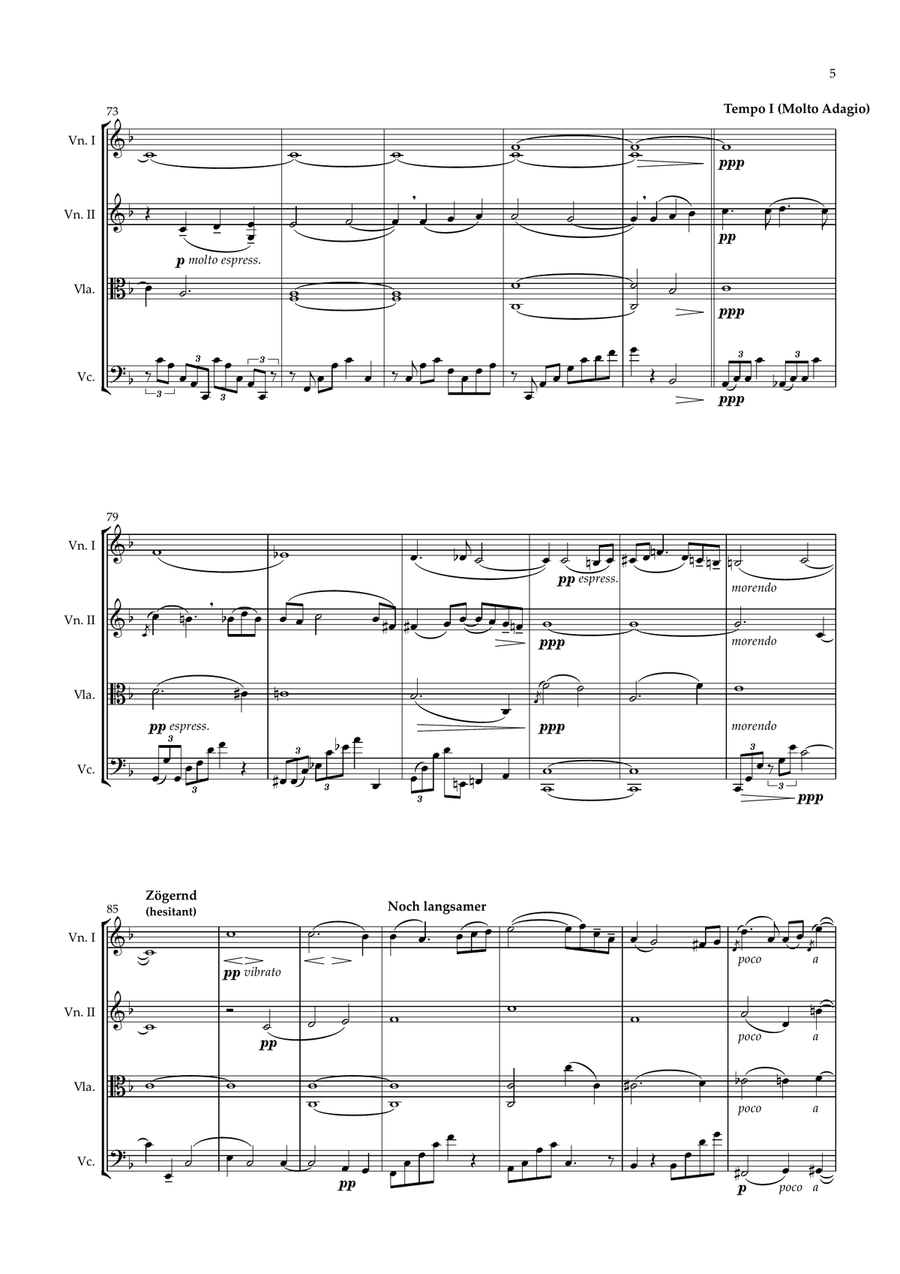 Adagietto from Symphony No. 5 String Quartet scores gallery preview page 5