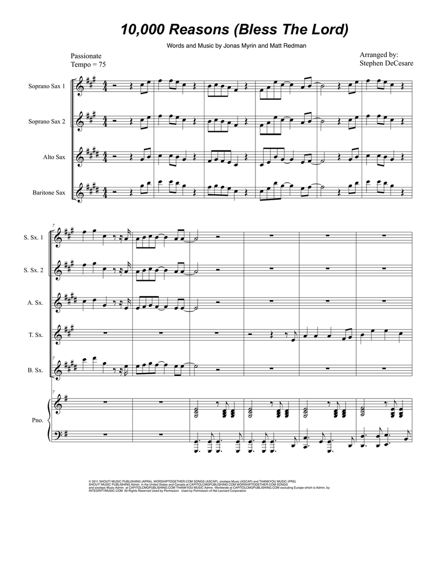 10,000 Reasons (Bless The Lord) Woodwind Quintet scores gallery preview page 1