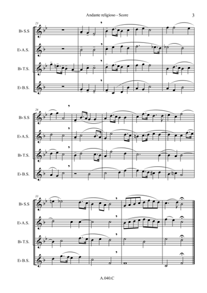 Andante Religioso, for Saxophone Quartet - Score & Parts