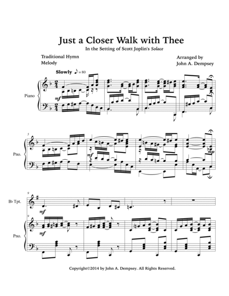 Just a Closer Walk with Thee (Trumpet and Piano) image number null