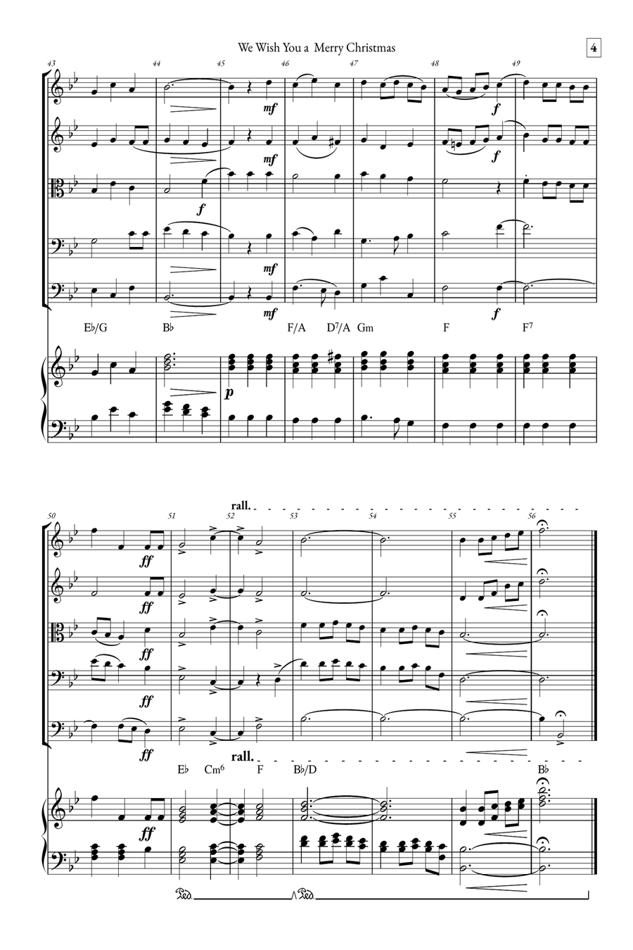 We Wish You a Merry Christmas String Quintet scores gallery preview page 4