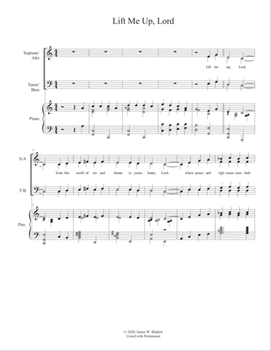 Lift Me Up, Lord Lift Me Up, Lord 4-Part scores gallery preview page 1