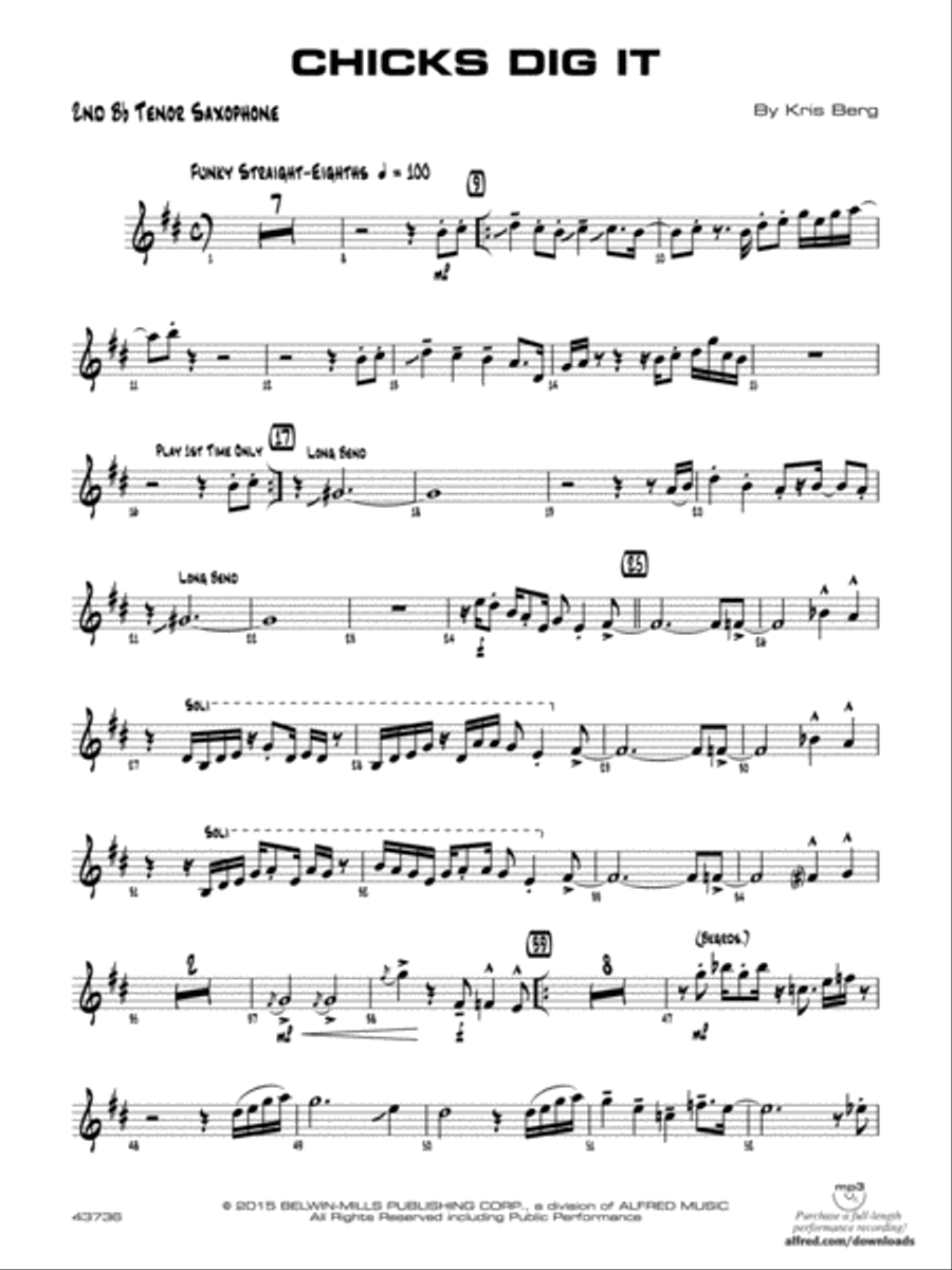 Chicks Dig It: 2nd B-flat Tenor Saxophone Jazz Ensemble scores gallery preview page 1
