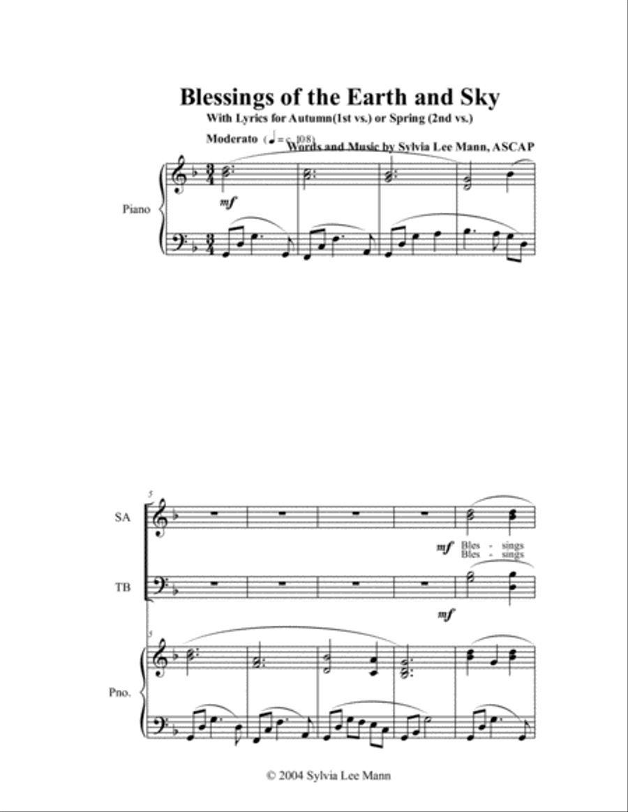 Blessings of the Earth and Sky 4-Part scores gallery preview page 2