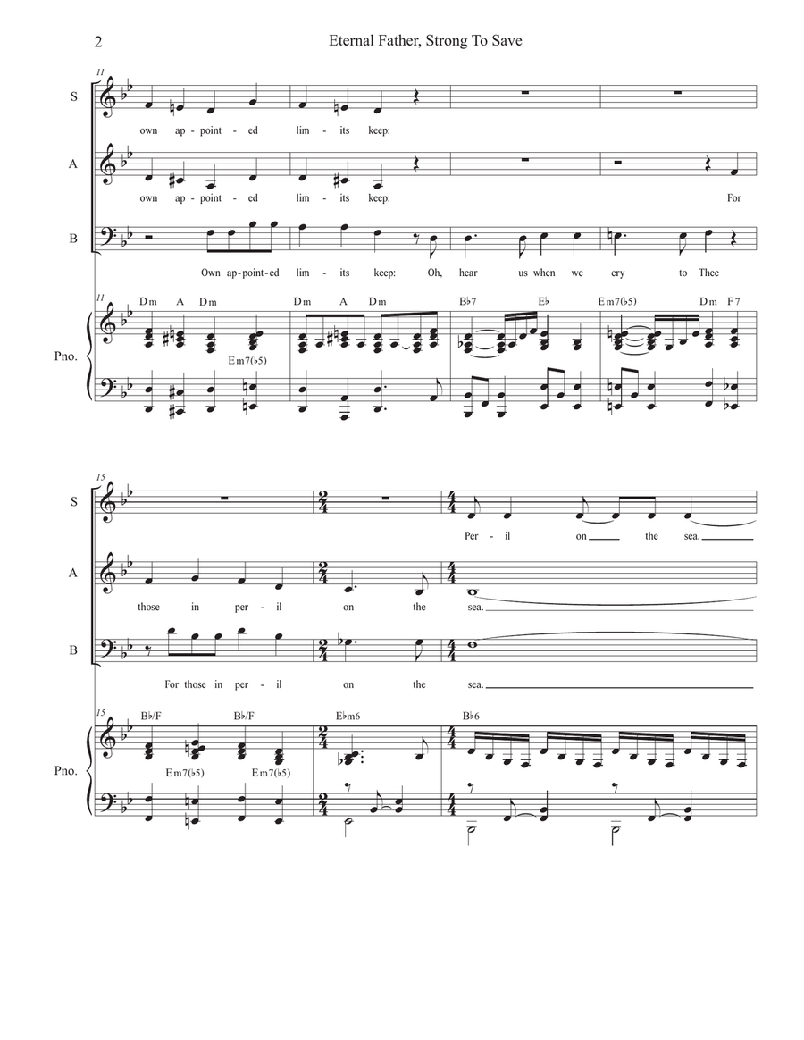 Eternal Father, Strong To Save (The Navy Hymn) (Vocal Trio - (SAB) Eternal Father, Strong To Save (The Navy Hymn) (Vocal Trio - (SAB) 3-Part scores gallery preview page 2