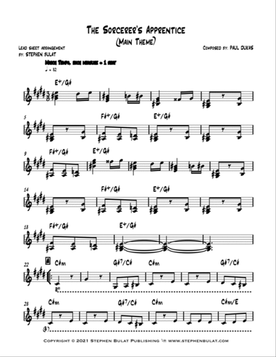 The Sorcerer's Apprentice (from Walt Disney's Fantasia) - Lead sheet (key of C#m) Large Ensemble scores gallery preview page 2