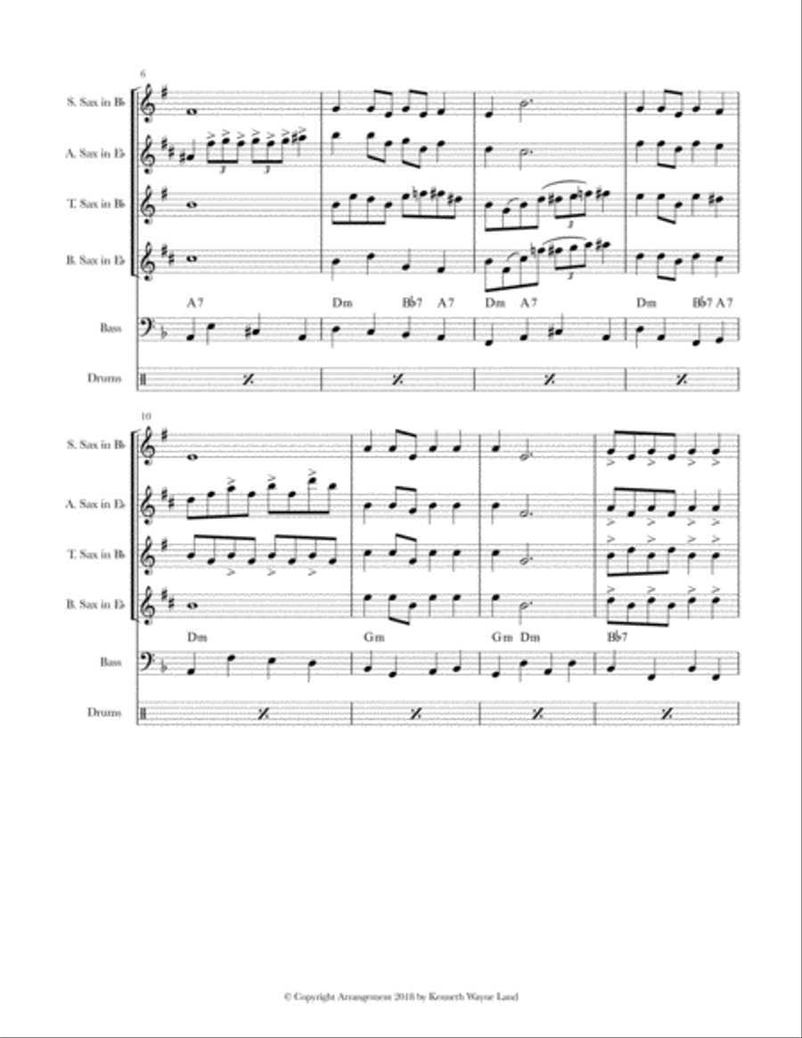 St. James Infirmary (Sax Quartet) Saxophone Quartet scores gallery preview page 3