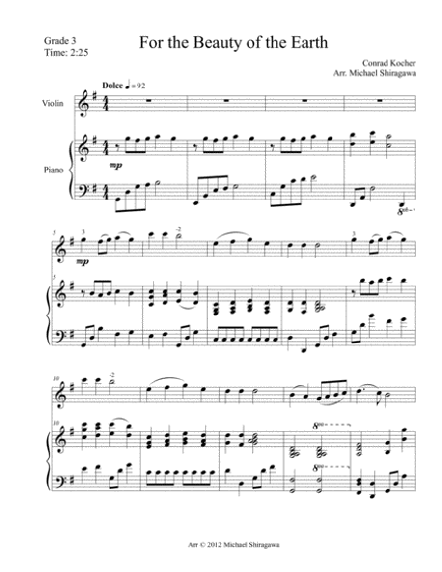 For the Beauty of the Earth - Violin Violin Solo scores gallery preview page 2