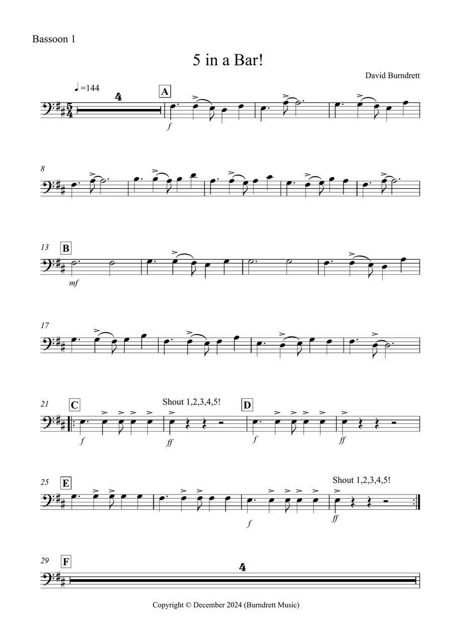 5 in a Bar! for Bassoon Quartet Bassoon Quartet scores gallery preview page 4