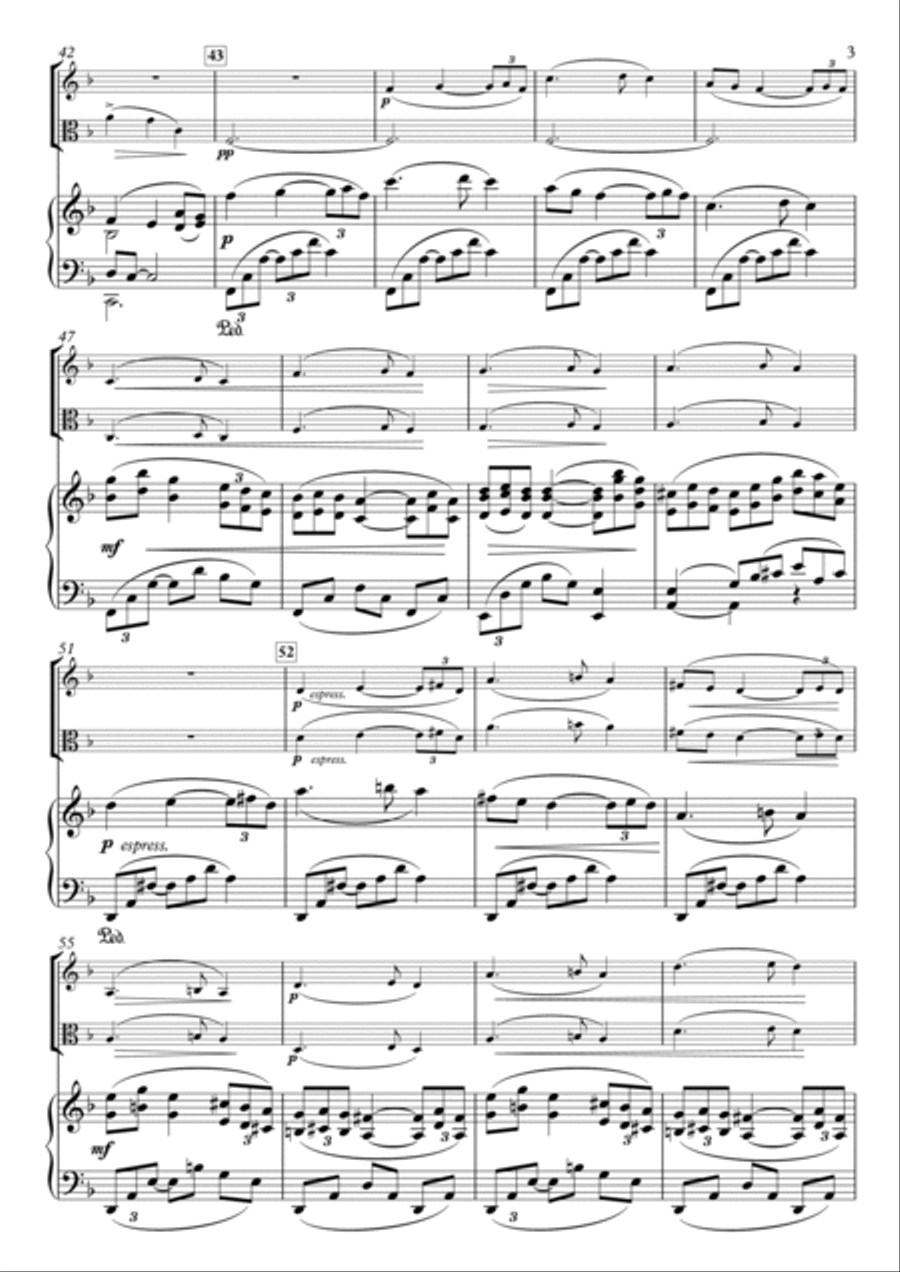 Miniatures, No.4 Romance H.88-1 for Violin, Viola & Piano Piano Trio scores gallery preview page 3
