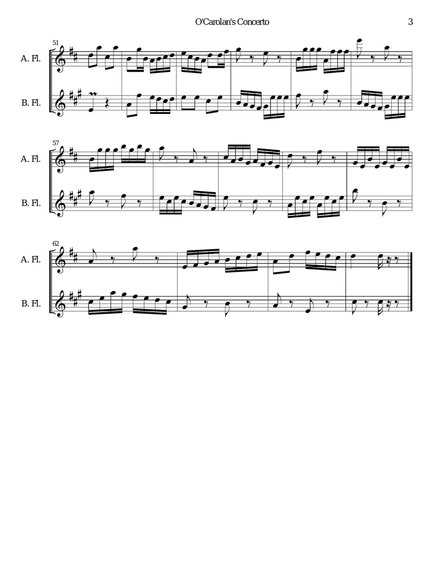 O'Carolan's Concerto for alto flute and bass flute Flute Duet scores gallery preview page 3