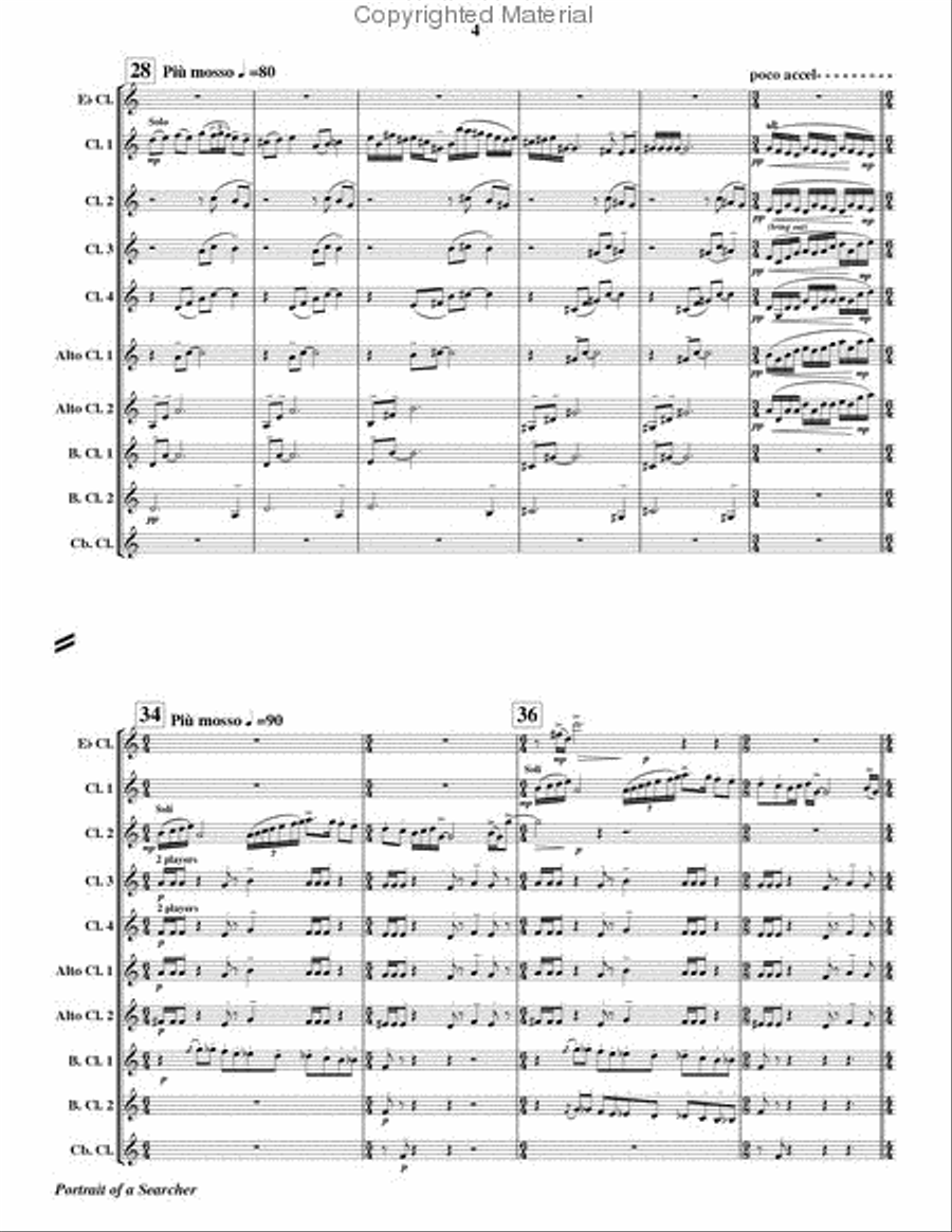 Portrait of a Searcher Portrait of a Searcher Clarinet Choir scores gallery preview page 5