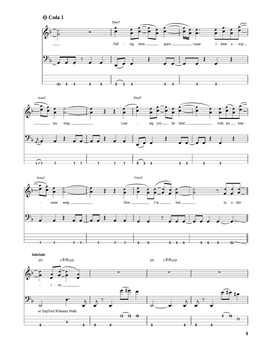 Oblivion Bass Guitar Tablature scores gallery preview page 5