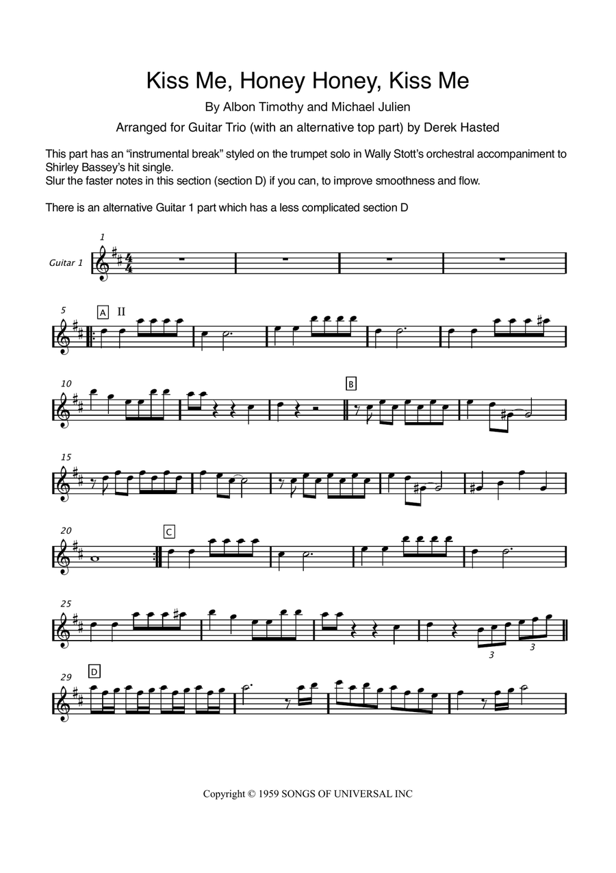 Kiss Me Honey Honey Guitar Ensemble scores gallery preview page 3