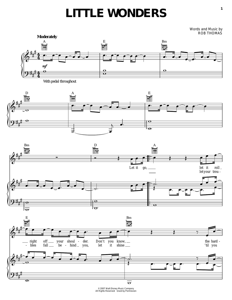 Little Wonders (from Meet The Robinsons) Acoustic Guitar scores gallery preview page 1