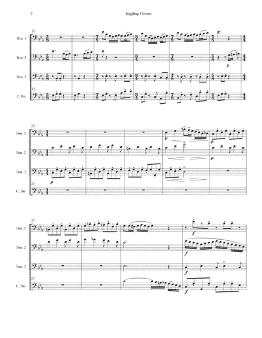Juggling Clowns for bassoon quartet Woodwind Quartet scores gallery preview page 2