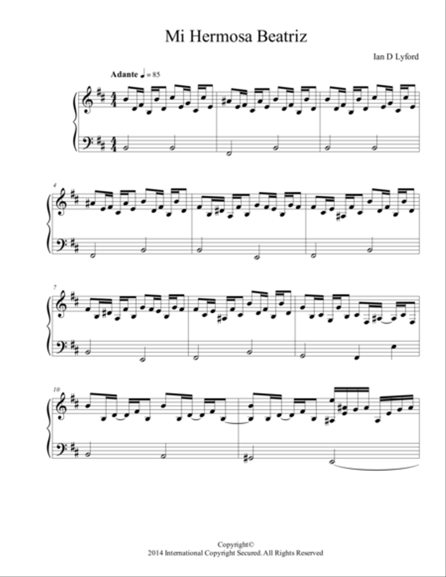 MI HERMOSA BEATRIZ MI HERMOSA BEATRIZ Piano Solo scores gallery preview page 1
