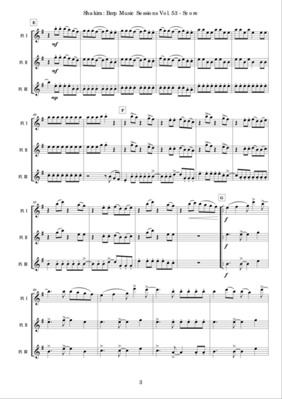 Shakira: Bzrp Music Sessions Vol. 53 Woodwind Trio scores gallery preview page 4