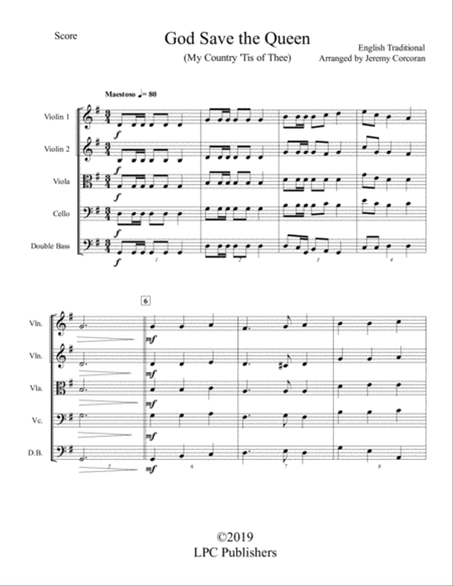 God Save the Queen (My Country Tis of Thee) String Orchestra scores gallery preview page 3