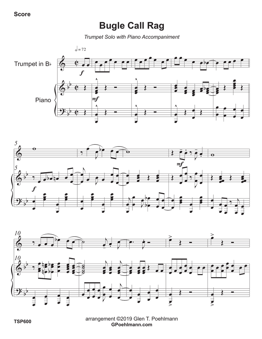BUGLE CALL RAG - TRUMPET SOLO with Piano Accompaniment B-Flat Trumpet scores gallery preview page 1