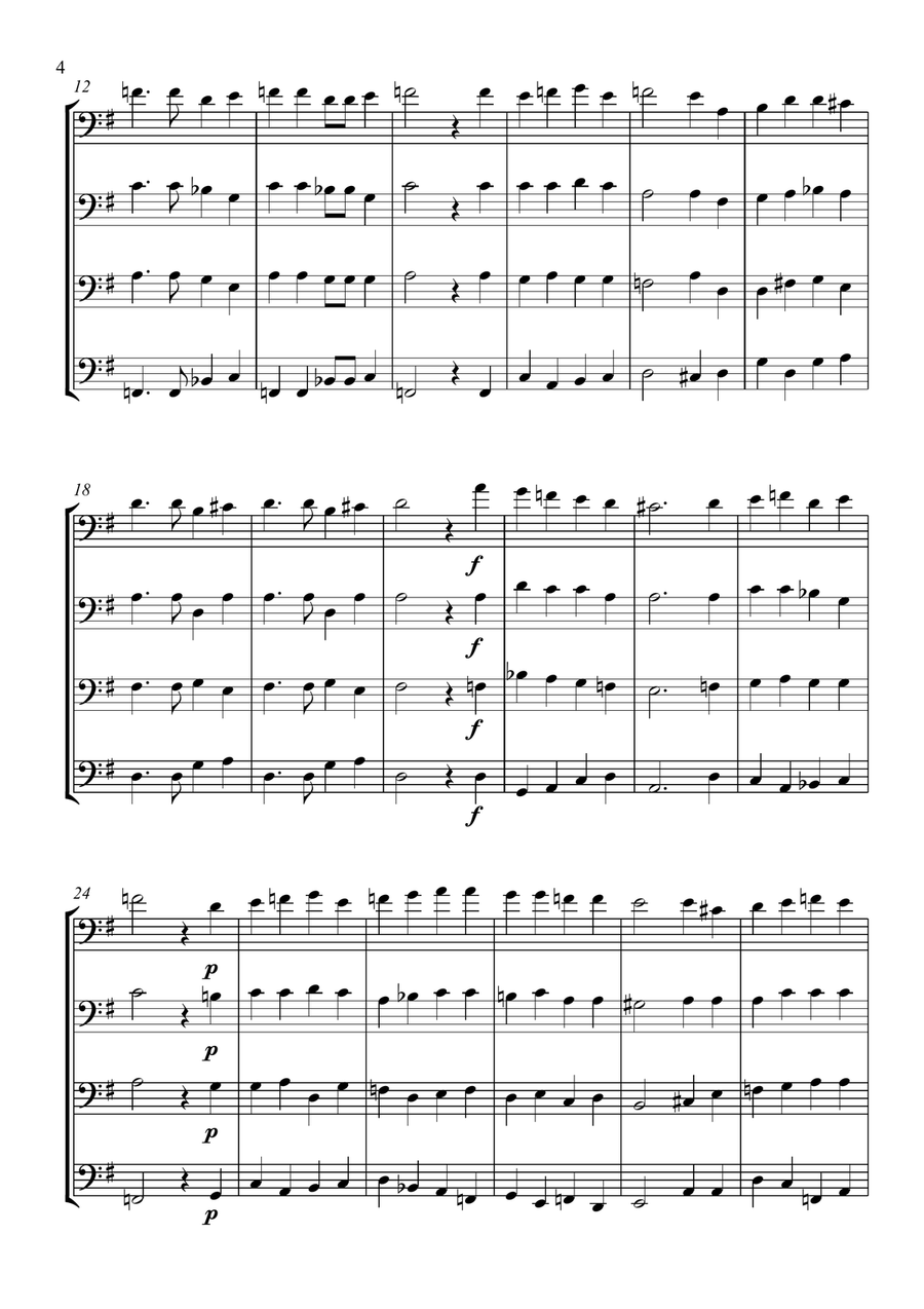 Bassoon Quartet - No Hassle Hassler Woodwind Quartet scores gallery preview page 4