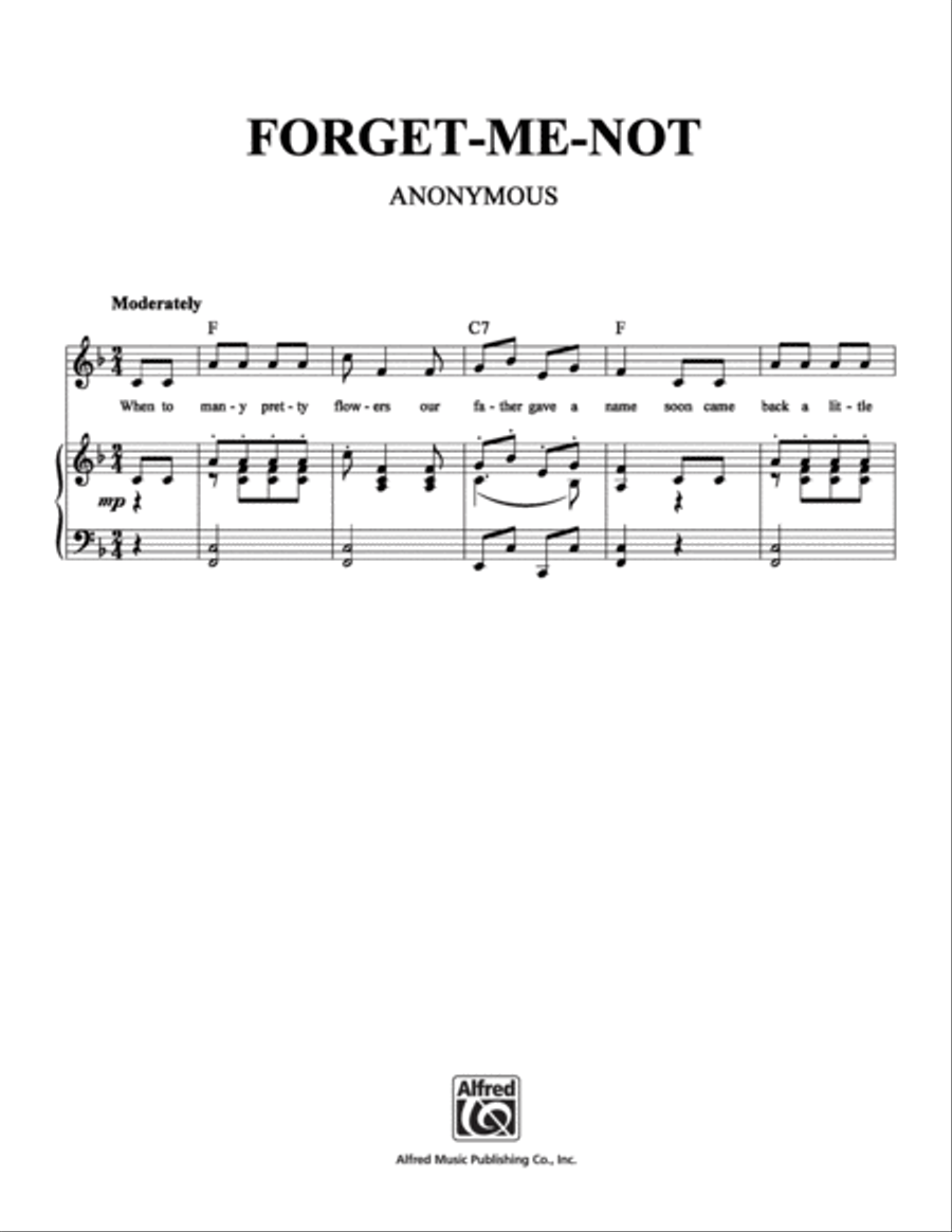 Forget Me Not Piano, Vocal, Guitar scores gallery preview page 1