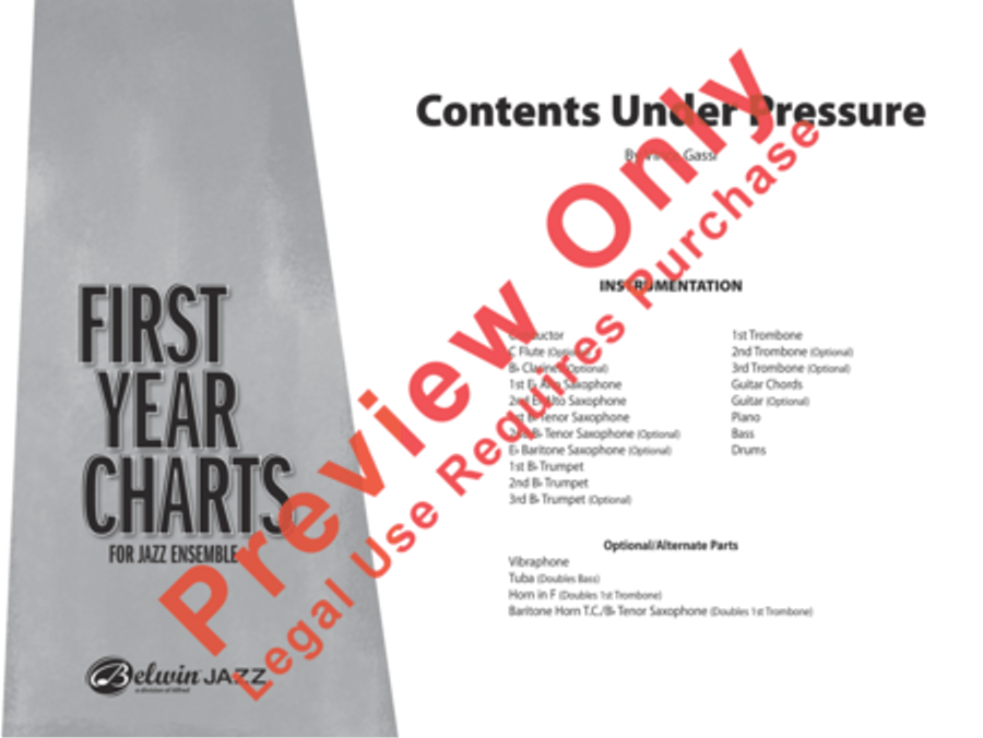 Contents Under Pressure Jazz Ensemble scores gallery preview page 2