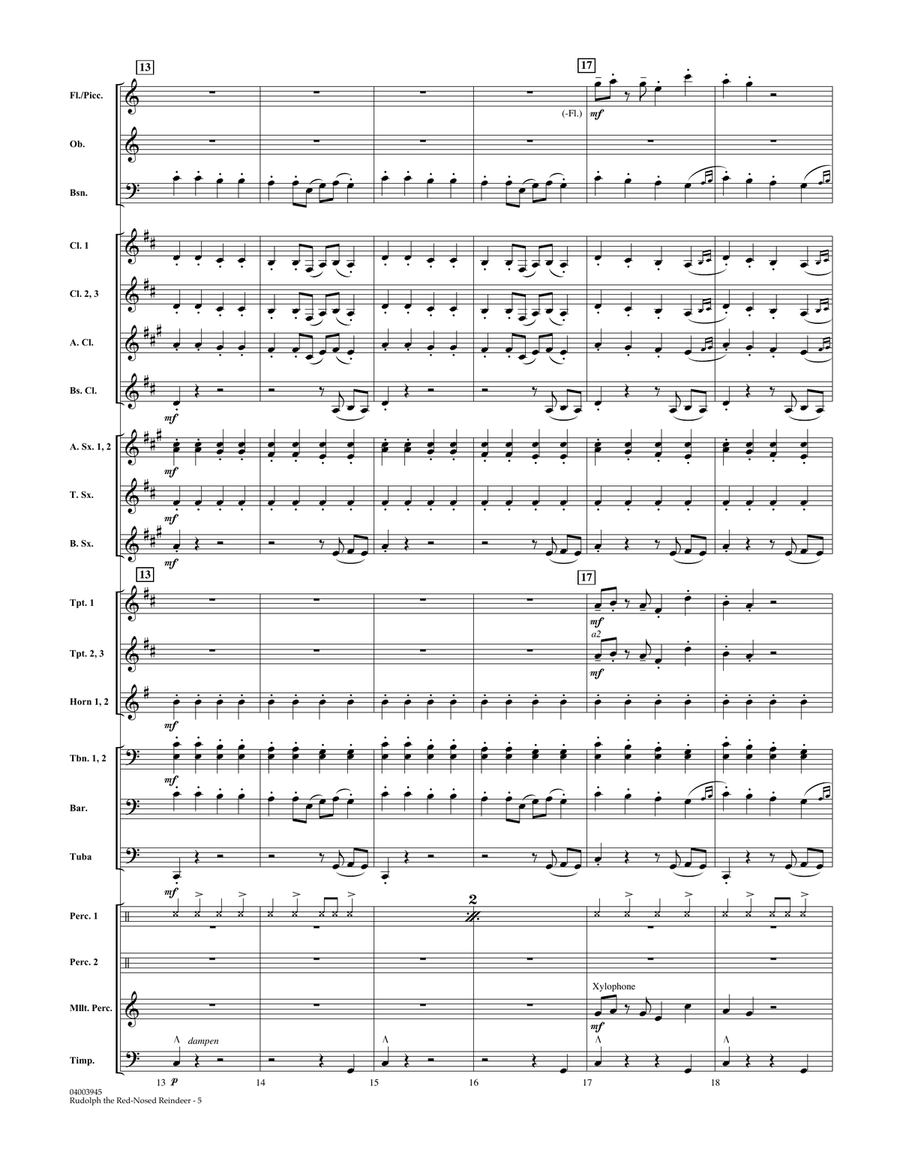 Rudolph the Red-Nosed Reindeer (Canadian Brass) - Conductor Score (Full Score) Concert Band scores gallery preview page 4