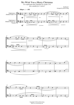 We Wish You a Merry Christmas (for euphonium duet (bass clef, 3 or 4 valved), suitable for grades 2-