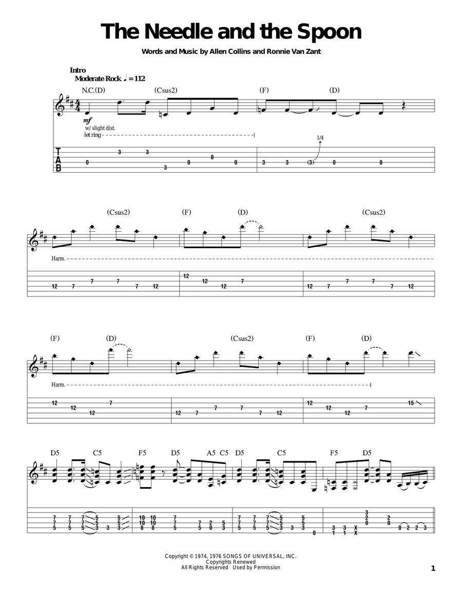 The Needle And The Spoon The Needle And The Spoon Acoustic Guitar scores gallery preview page 1
