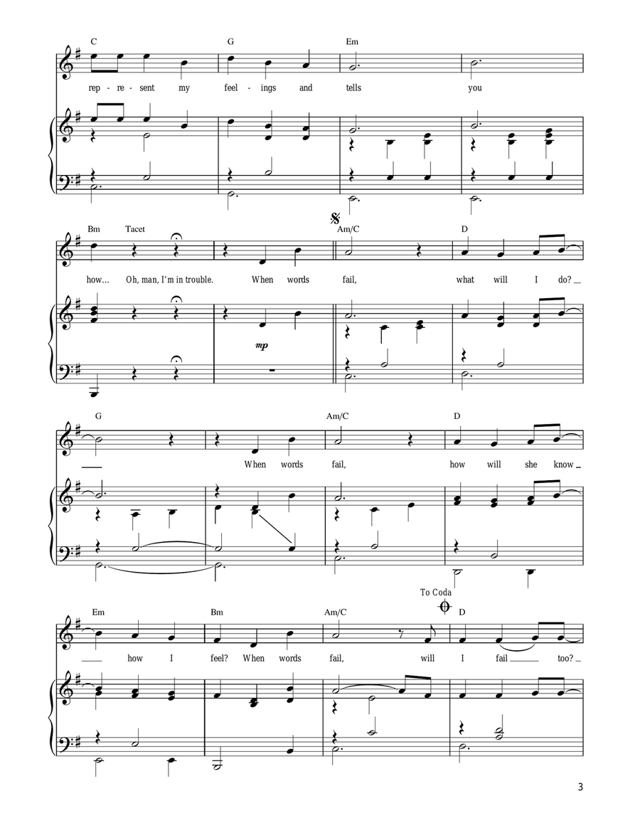 When Words Fail When Words Fail Piano, Vocal, Guitar scores gallery preview page 3