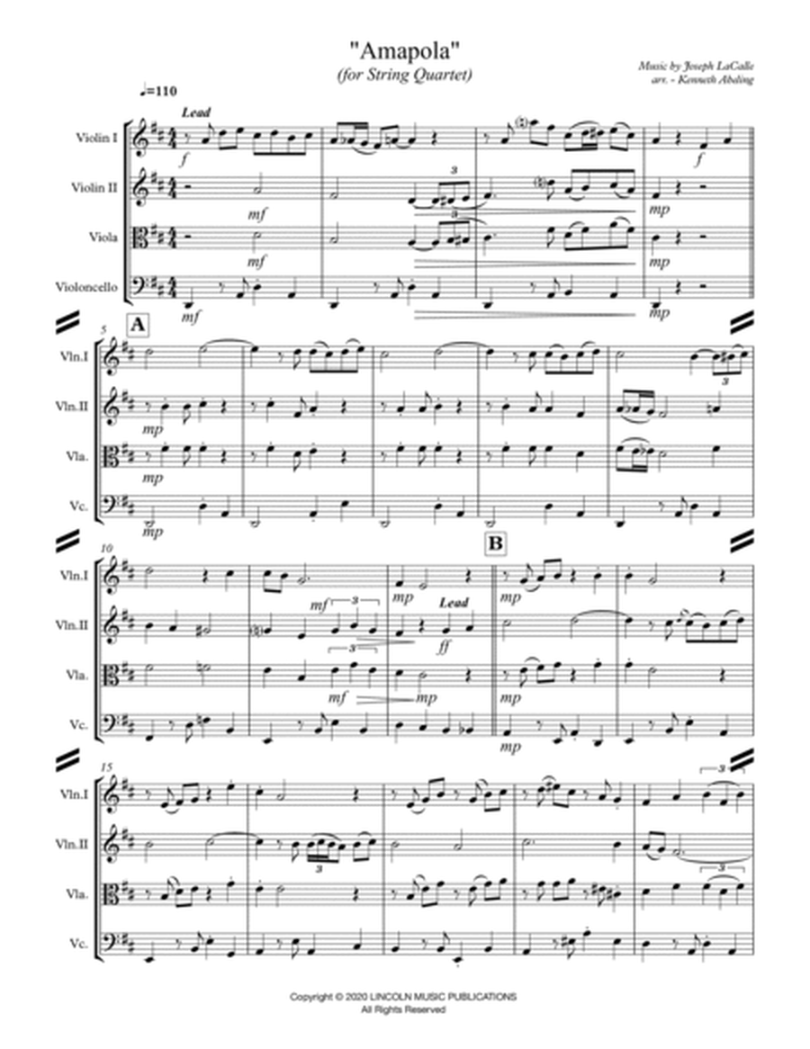 Amapola (for String Quartet) image number null