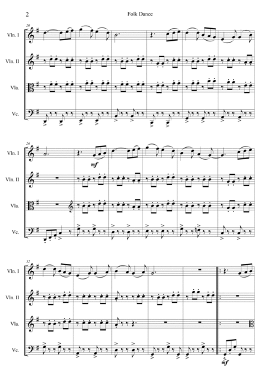 Folk Dance Folk Dance String Quartet scores gallery preview page 2