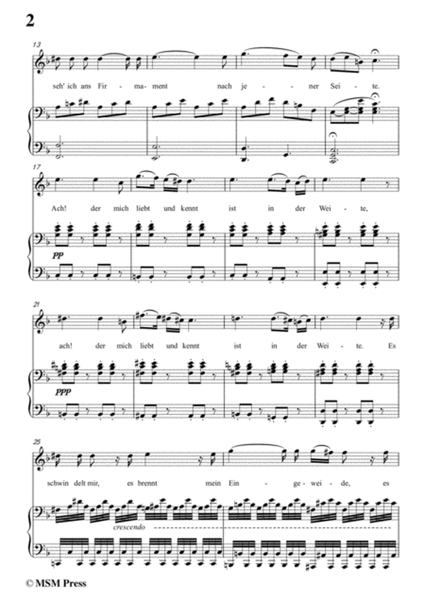 Schubert-Lied der Mignon (earlier Version 2),from 4 Gesänge aus 'Wilhelm Meister',in d minor image number null