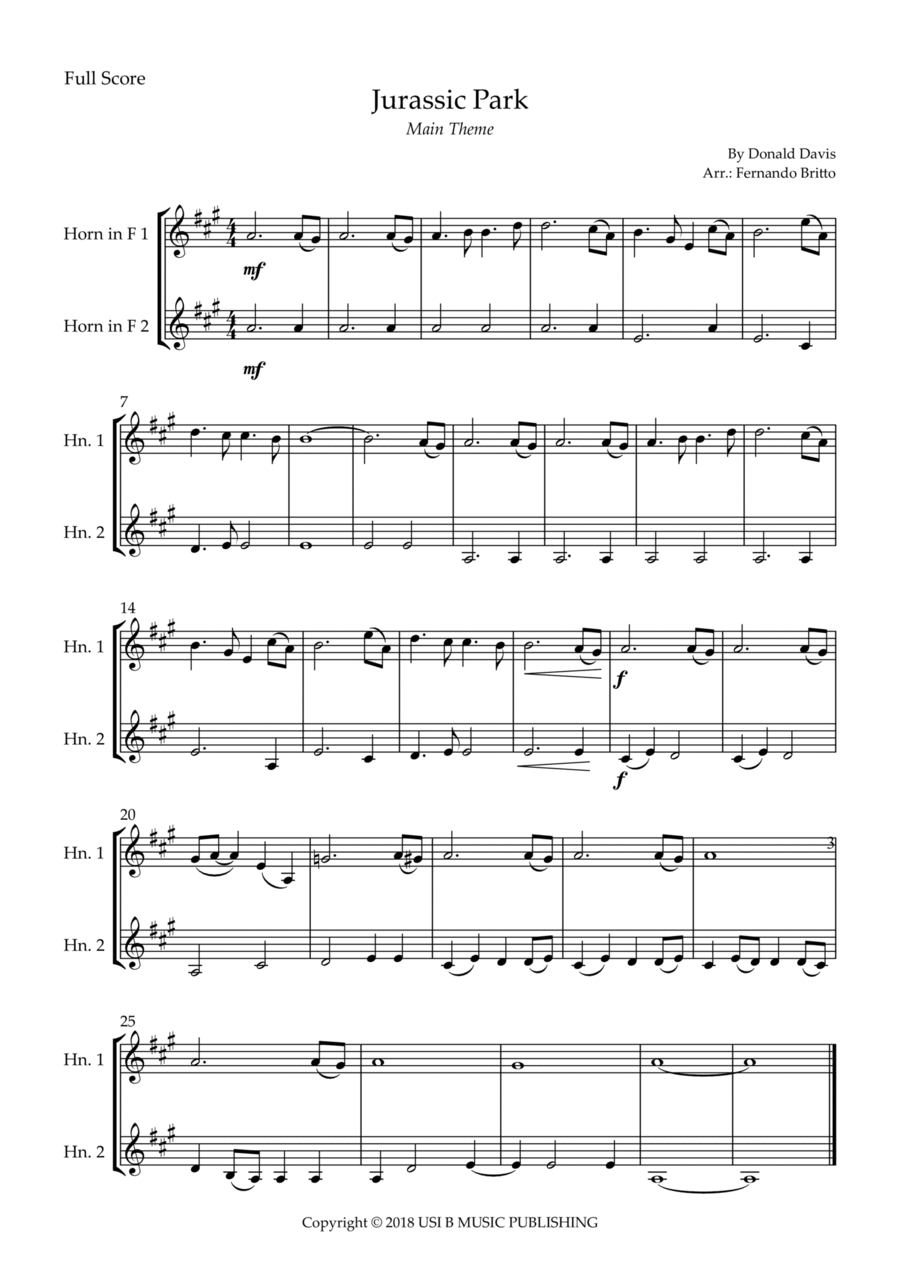 Jurassic Park Iii Jurassic Park Iii Brass Duet scores gallery preview page 1
