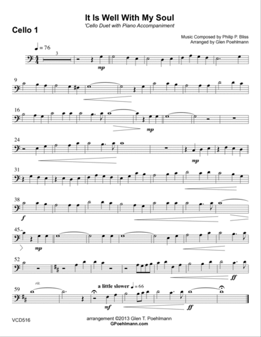 IT IS WELL WITH MY SOUL - Cello Duet with Piano Accompaniment String Duet scores gallery preview page 5