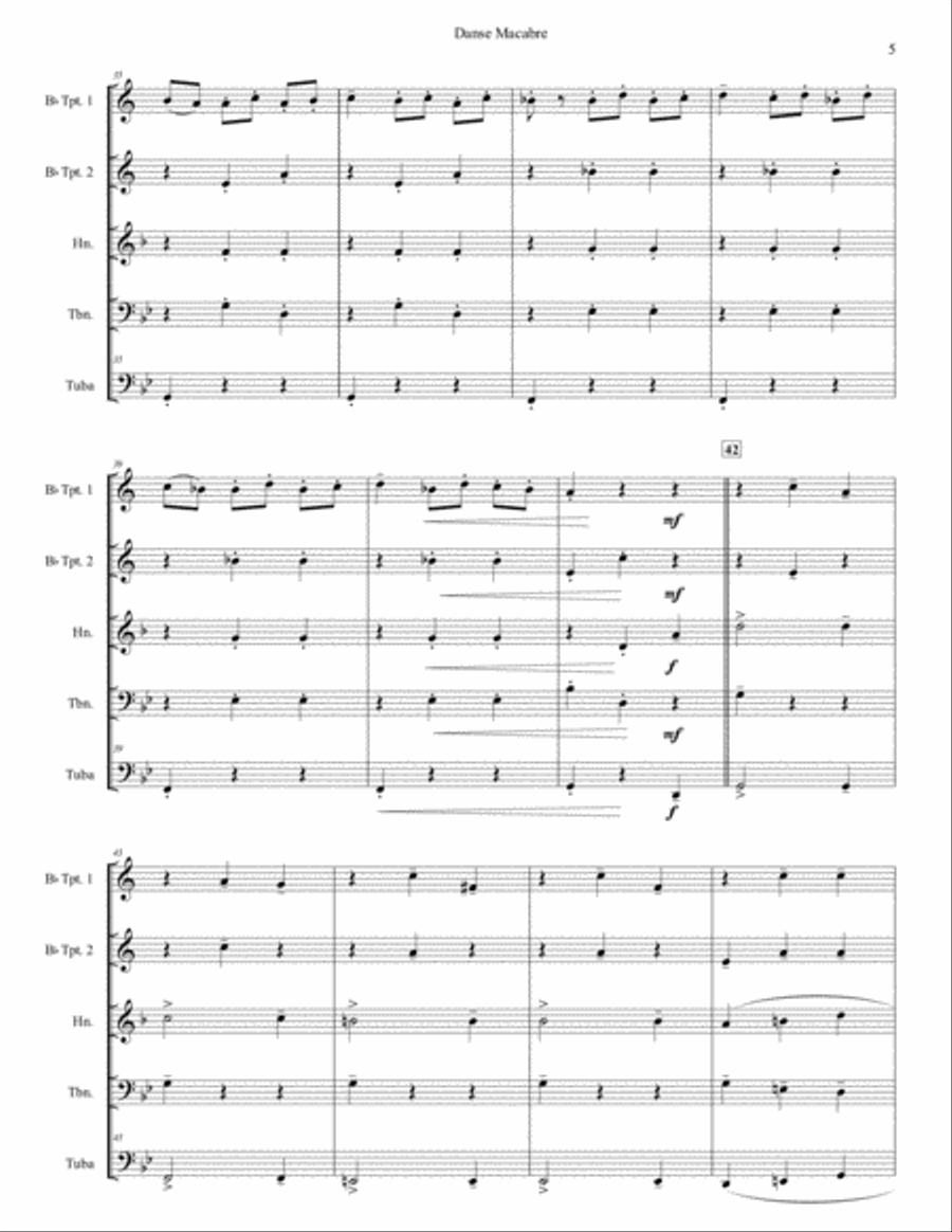 Danse Macabre for Brass Quintet Danse Macabre for Brass Quintet Brass Quintet scores gallery preview page 5