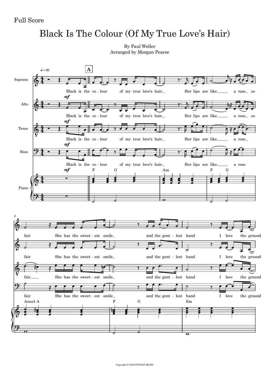 Black Is The Colour 4-Part scores gallery preview page 1