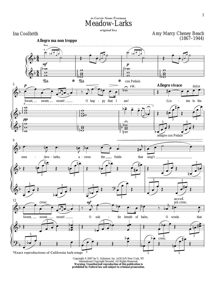 Meadow-Larks Meadow-Larks Piano, Vocal scores gallery preview page 1