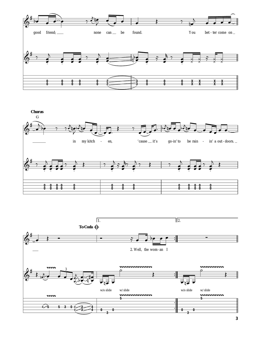 Come On In My Kitchen Electric Guitar scores gallery preview page 3