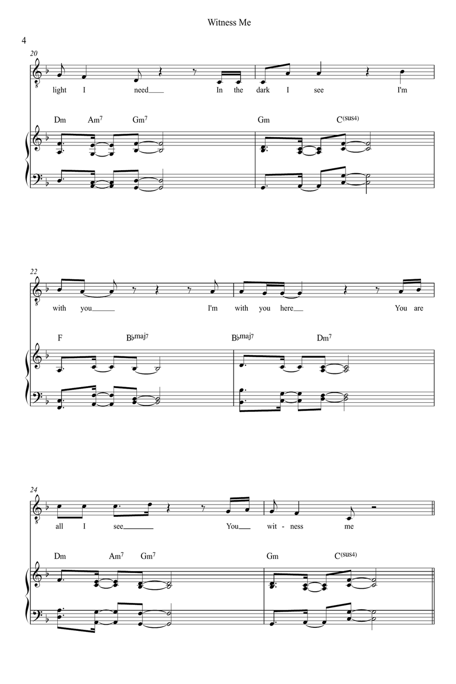 Witness Me Piano, Vocal scores gallery preview page 4
