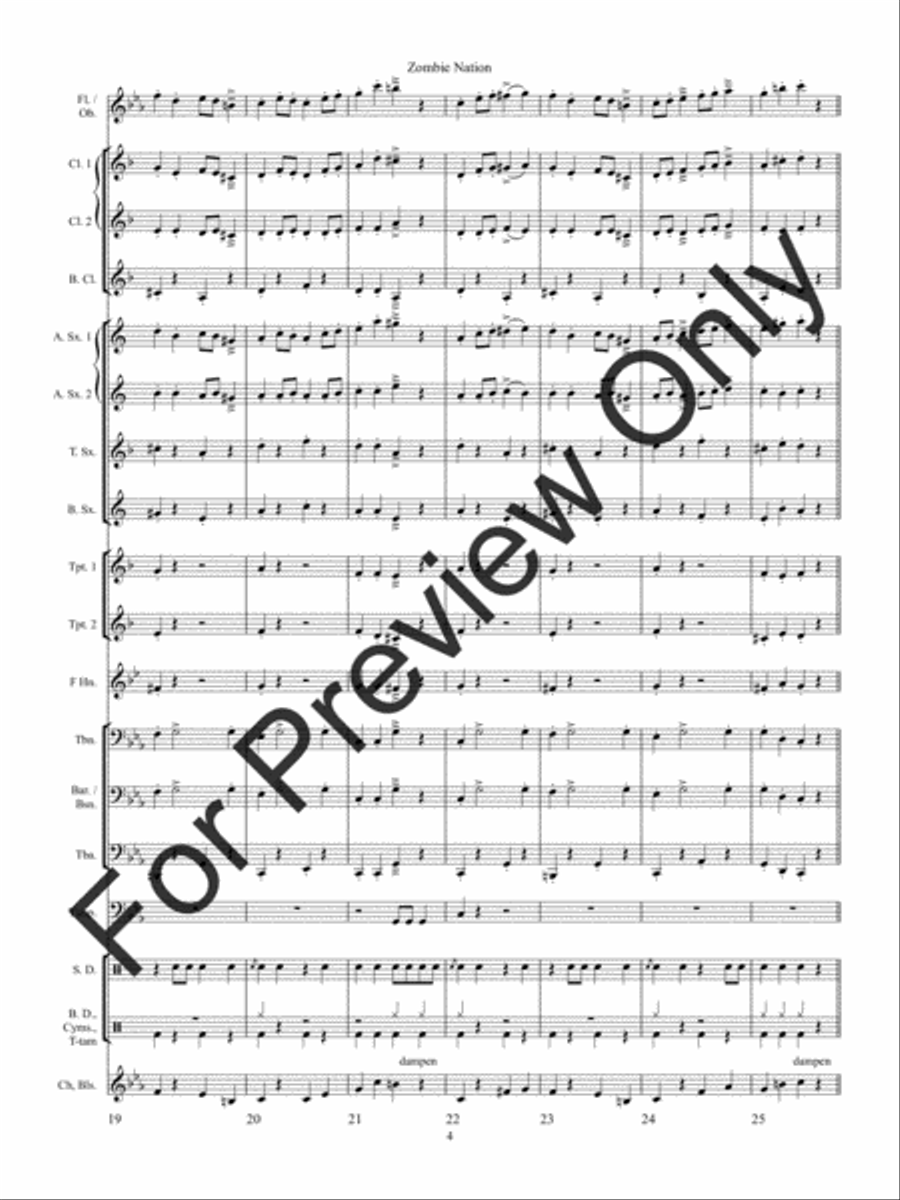 Zombie Nation Concert Band scores gallery preview page 8